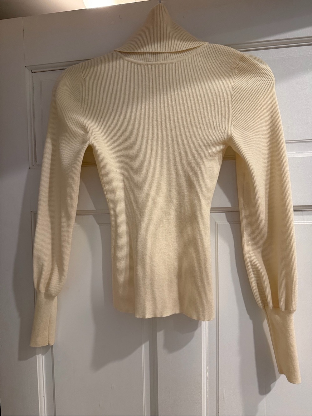 Aritzia Cream Ribbed Turtleneck Sweater